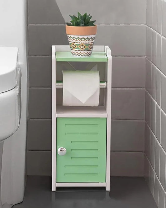 AOJEZOR Toilet Paper Holder Stand: Freestanding PVC Cabinet Storage for Small Bathroom Spaces for Homes and Renters-Mint Green - ModernBath