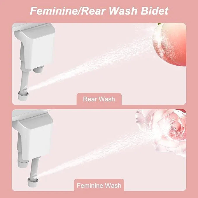 Bidet Attachment For Toilet, Ultra-Slim Dual Nozzle Bidet Toilet Seat, Non-Electric Bidets for Toilets, Adjustable Water Pressure, Feminine/Rear Wash for Women Men (Rose Gold) - ModernBath