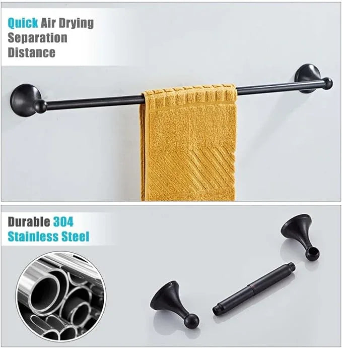 4 Piece Bathroom Accessory Set(Adjustable Towel Bar, Towel Ring, Toilet Paper Holder,Towel Robe Hook), Wall Mounted Bathroom Hardware Accessories Set,Oil Rubbed Bronze - ModernBath
