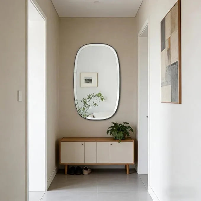 POZINO Rectangle Beveled Mirror, 24"x40" Modern Vanity Mirror with Stainless Steel Frame, Modern Oblong Wall Mirrors for Living Room Bathroom Bedroom Entryway, Hangs Horizontal Or Vertical ﻿ - ModernBath