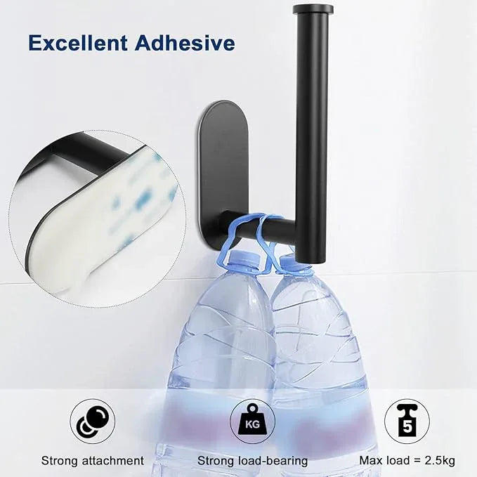 NearMoon Toilet Paper Holder Self Adhesive, Premium Thicken SUS304 Stainless Steel Rustproof Adhesive Toilet Roll Holder no Drilling for Bathroom, Kitchen, Washroom (1 Pack, Matte Black) - ModernBath