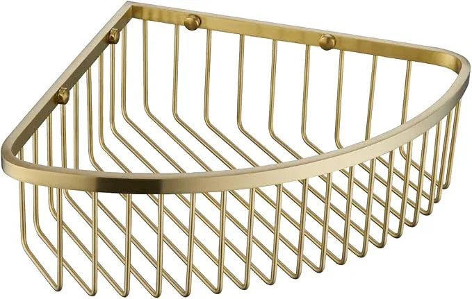 Bathroom Shower Caddy Corner Shelf Basket, Ultra Sturdy Rust-Proof Stainless Steel Shelf Organizer Shampoo Holder, Wall Mounted Storage Rack for Bathroom Kitchen, Brushed Gold - ModernBath