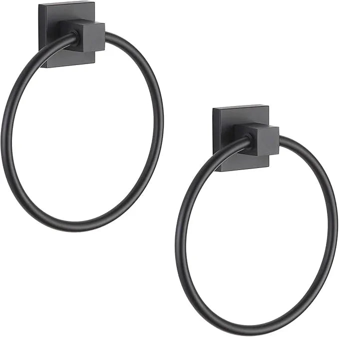 BVL Towel Ring Black, Hand Towel Holder Ring Hanger for Bathroom Kitchen ,Metal Round Towel Holder Wall Mounted Towel Rack,2 Pack 206322 - ModernBath