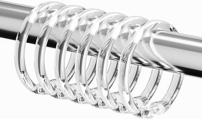 Kutesna 144 PCS Clear Plastic Shower Curtain Rings, O-Ring Shower Curtain Hooks, Shower Hooks for Bathroom Rods,Decorative Curtain Hooks with Smooth Glide, No Tools Installation & Rust-Proof Design - ModernBath