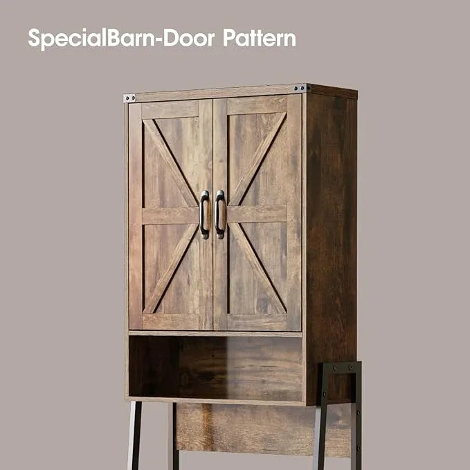Vabches Over The Toilet Storage Cabinet with 2-Door Design Bathroom Organizers and Storage with Anti-Tip Device Over Toilet Organizer with Shelves for Bathroom,Restroom,Laundry Brown - ModernBath