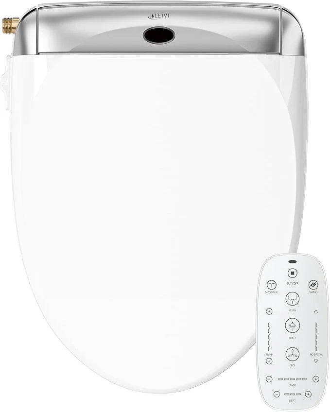 LEIVI Electric Bidet Toilet Seat with Wireless Remote and Side Panel, Multiple Spray Modes, Adjustable Heated Seat, Warm Water and Air Dryer, Auto LED Nightlight, Round - ModernBath