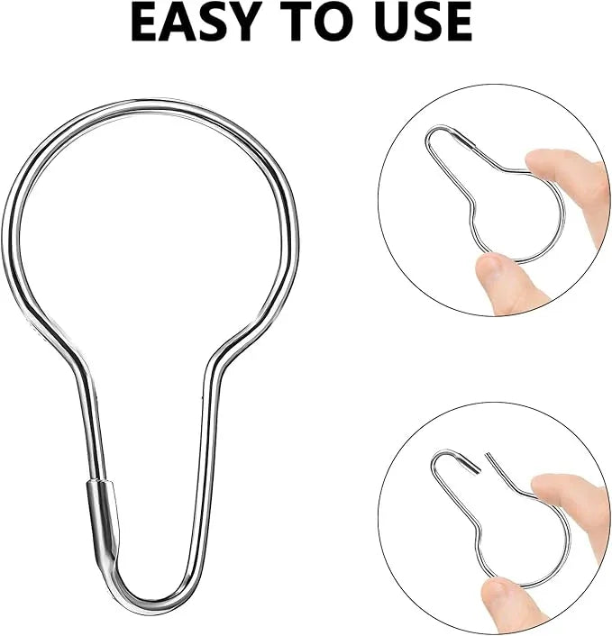 200 PCS Shower Curtain Hooks, Rust-Proof Metal Bathroom Curtain Rings for Bathroom Shower Rods Curtains（Silver） - ModernBath