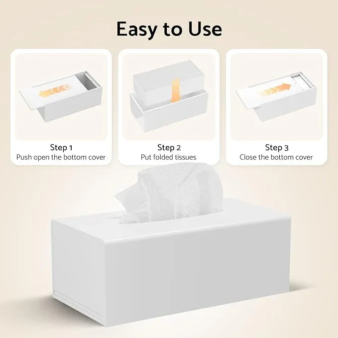 HIIMIEI Tissue Box Cover, Acrylic Tissue Holder Napkin Dispenser for Home Office Restaurant Desk Decor, White Rectangular 9.8x5.1x4.5'' - ModernBath