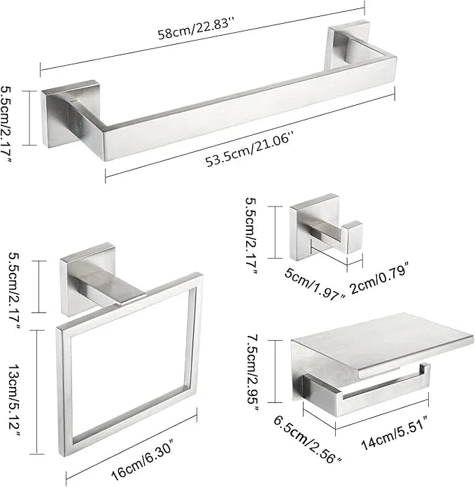 4-Pieces Bathroom Accessories Set, Towel Bar Towel Racks Towel Holder Toilet Paper Holder Stainless Steel Bathroom Hardware Set Wall Mounted Towel Racks for Bathroom, Brushed Nickel, 23 Inch - ModernBath
