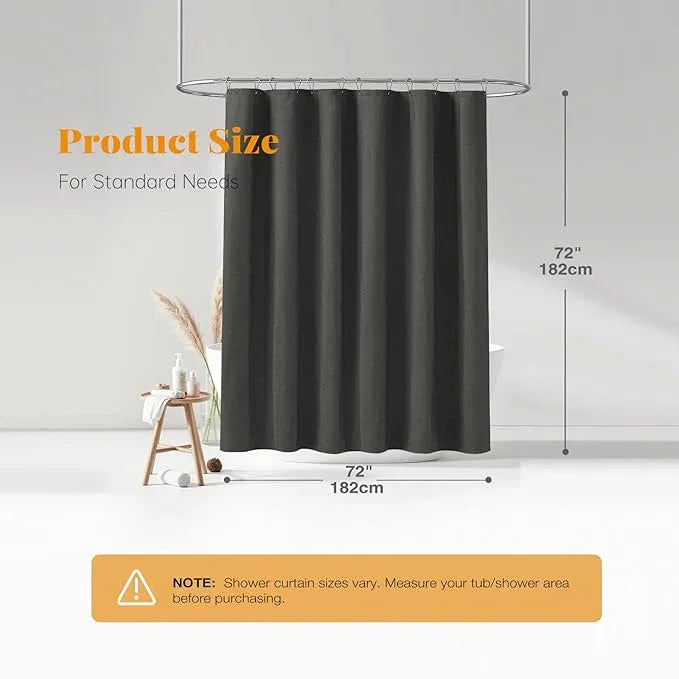 BTTN Charcoal Grey Shower Curtain - Linen Textured Heavy Duty Thick Waterproof Cloth Shower Curtain Set with 12 Plastic Hooks, Hotel Luxury Decorative Fabric Shower Curtain for Bathroom, 72x72, Gray - ModernBath