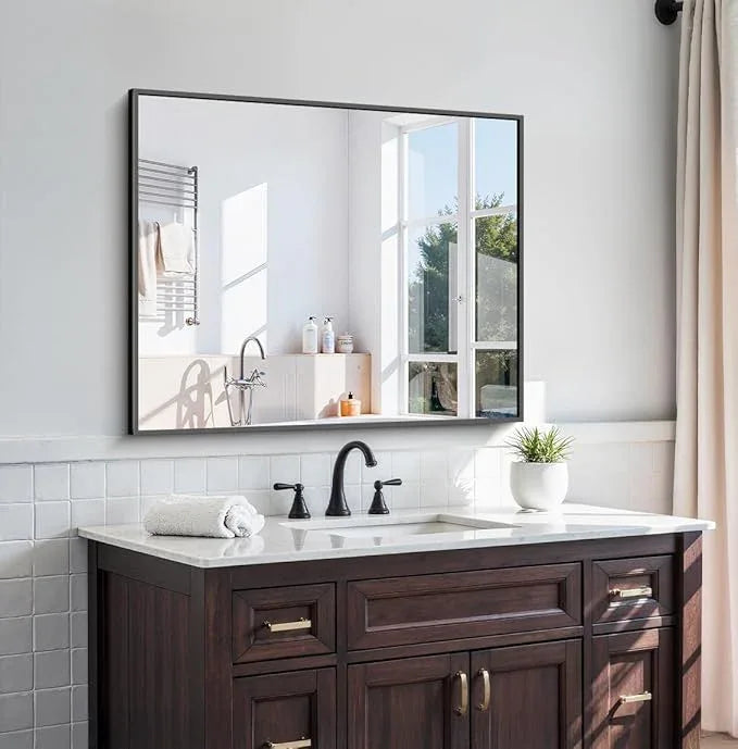 KOCUUY Black Bathroom Mirror, 30x36 Inch Rectangle Mirror for Over Sink, Modern Decorative Wall Mirror for Bedroom Living Room Bathroom, Hang Horizontal/Vertical - ModernBath