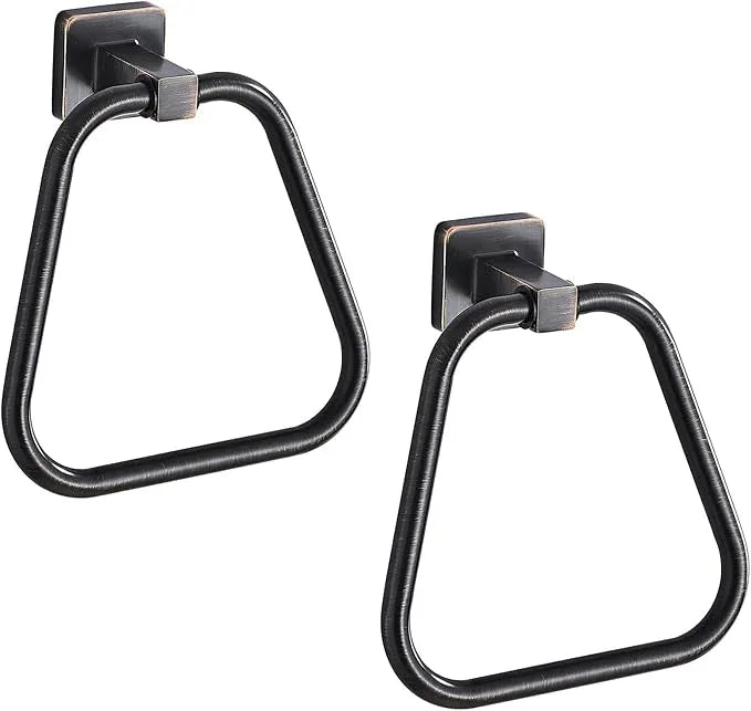 Oil Rubbed Bronze Towel Ring for Bathroom 2 Pack, Kitchen Bath Towel Holder Hangers Wall Mount Heavy Duty Stainless Steel - ModernBath