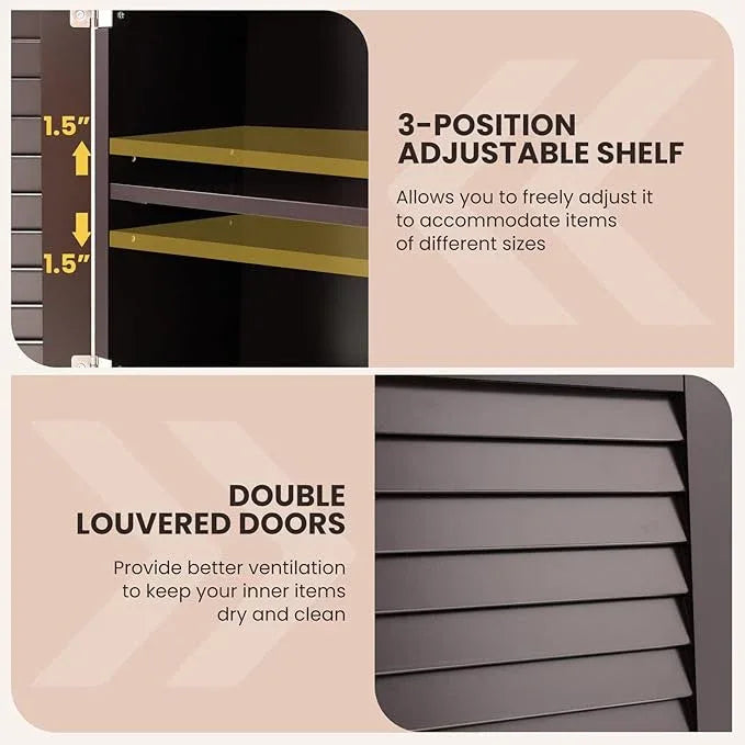Tangkula Wall Mounted Bathroom Cabinet w/Open Shelf & Bar, Medicine Cabinet w/Double Louvered Doors, Adjustable Shelf, Wall Storage Cabinet for Bathroom Living Room Kitchen (Espresso) - ModernBath