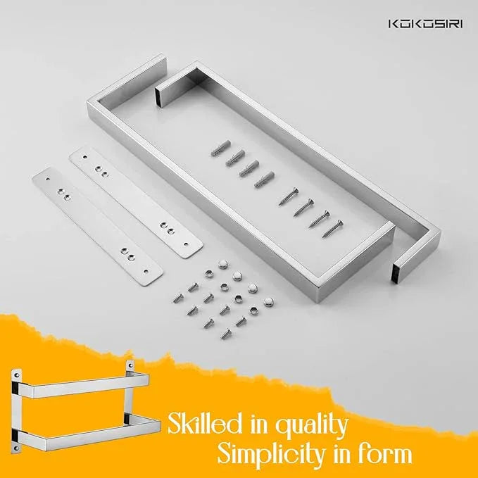 KOKOSIRI Towel Bars Hand Towel Holders 16 Inches Chrome Bathroom 2-Tiers Ladder Towel Rails Wall Mounted Towels Shelves Rack Polished Stainless Steel, B5008CH-L16 - ModernBath