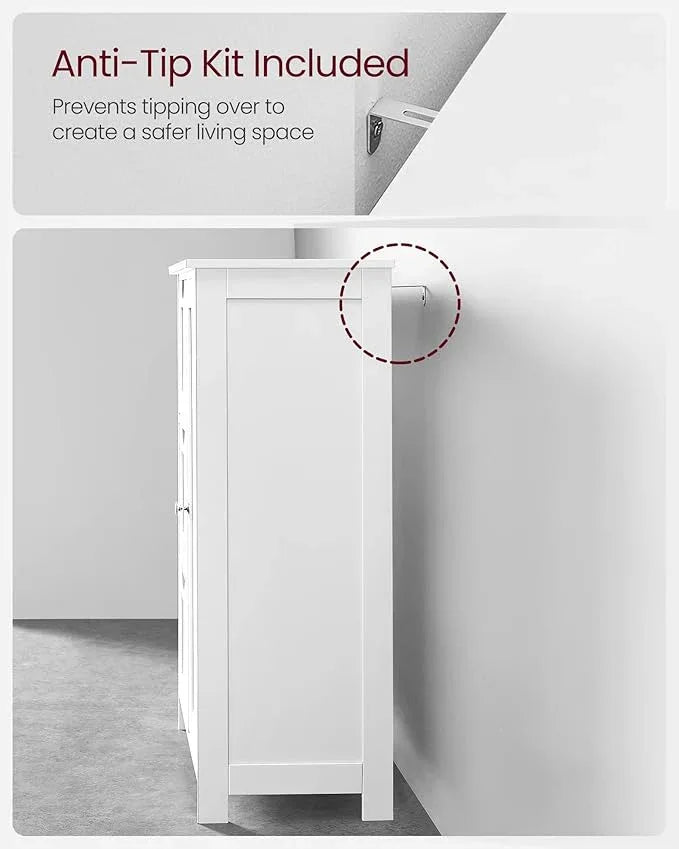VASAGLE Floor Storage Cabinet, Freestanding Storage Unit with 3 Drawers, 1 Adjustable Shelf, for Bathroom Living Room Dining Kitchen, 11.8 x 23.6 x 31.5 Inches, White UBBC49WT - ModernBath