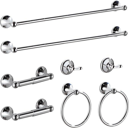 BGL Bathroom Hardware Set Chrome Adjustable Expandable Bath Towel Bars Bathroom Accessory Set Towel Racks 8-Pieces Wall Mount - ModernBath