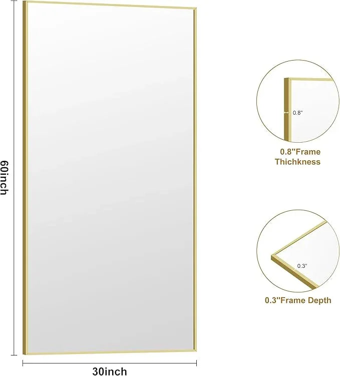 KOCUUY Large Gold Bathroom Mirror, 60x30 inch Rectangular Mirror for Bathroom Sink, Oversized Wall Mirror with Metal Gold Frame for Living Room, Farmhouse, Entryway, Hang Horizontal/Vertical - ModernBath