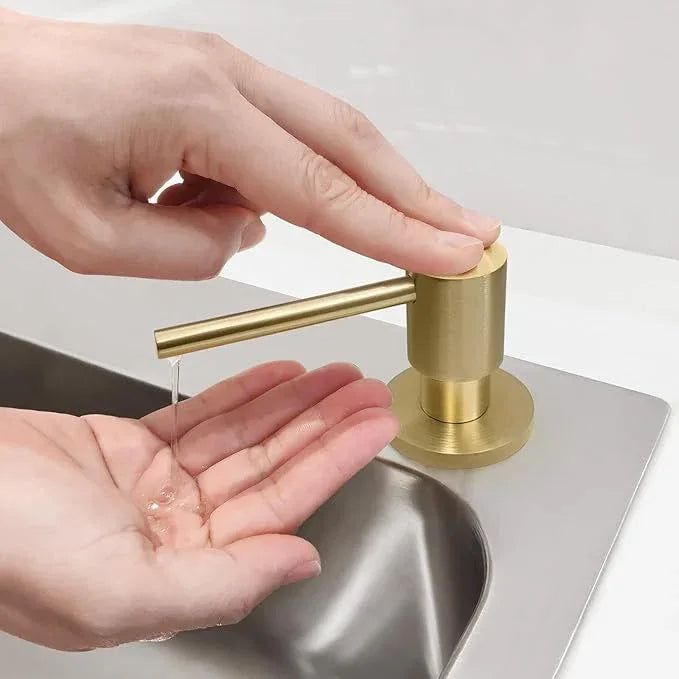 EADOT Deck Mounted Brass Kitchen Sink Soap Dispenser or Lotion Dispenser with 17OZ Above The Sink Refillable Bottle(Brushed Gold) - ModernBath