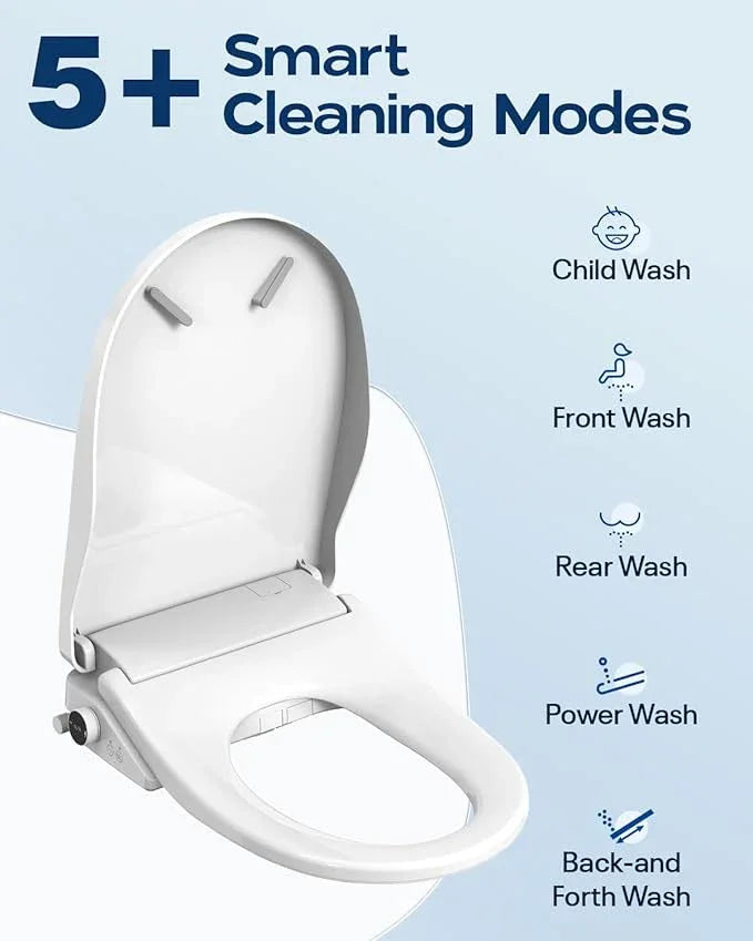 iliD Bidet Toilet Seat, Foam Shield Bidet Seat, Heated Toilet Seat Elongated, Instant Warm Water & Dryer, Front Wash & Rear Wash, User Mode, Remote Control, Self-Clean Nozzle, ECO Silent Night Child - ModernBath