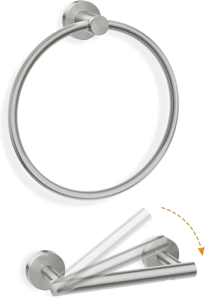 Toilet Paper Holder and Towel Ring Set 2PCS Wall Mount, Brushed Nickel Bathroom Hardware Set, Stainless Steel Hand Towel Holder Toilet Paper Roll Holder Set, Bathroom Accessories for Bathroom Kitchen - ModernBath