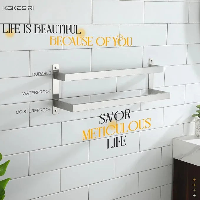 KOKOSIRI Hand Towel Bars Bathroom 2-Tiers Ladder Towel Rails 20 Inches Towel Holders Wall Mounted Towels Shelves Rack Brushed Stainless Steel, B5008BR-L20 - ModernBath