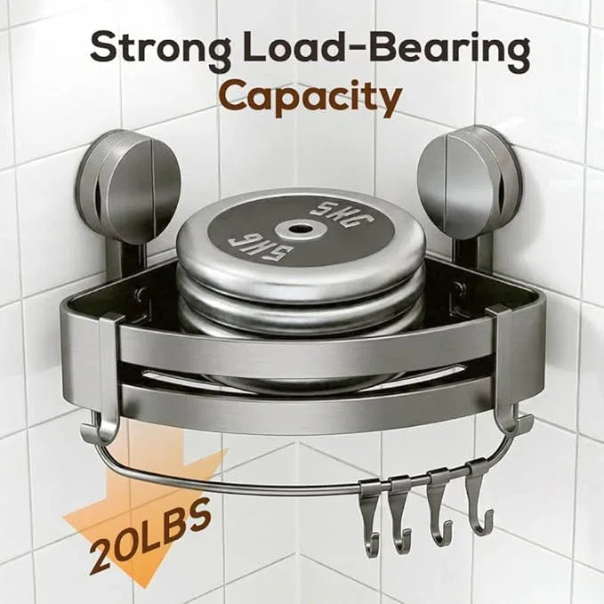 Suction Cup Shower Caddy, Shower Suction Shelf, Assembles without tools, Corner Shower Caddy for Shower Gel Shampoo Storage, Rustproof Stainless shower Organizer Corner for Bathroom (2PCS) - ModernBath
