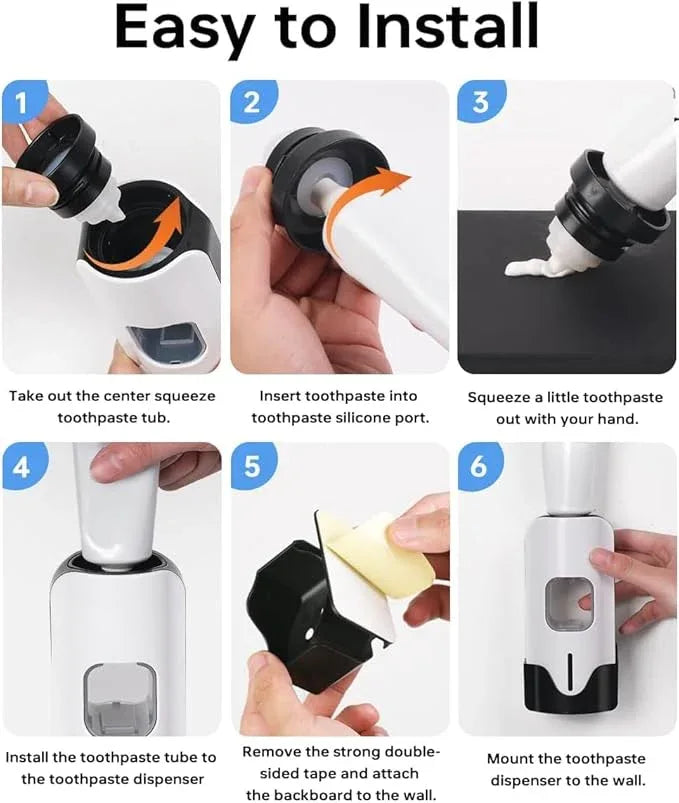 Automatic Toothpaste Dispenser Wall Mounted - Hands-Free Toothpaste Squeezer with 3 Speed Settings, 2 Toothbrush Holders & Strong Adhesive - Smart Bathroom Organizer for Kids and Adults - ModernBath