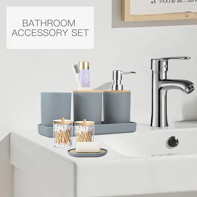 iMucci Bathroom Accessories Bathroom Sets with Shower Curtain, Bath Towel Set, Trash Can, Toilet Brush, Soap Dispenser, Bathroom Accessories Set Complete - ModernBath