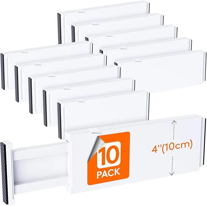 Lifewit 10 Pack Drawer Dividers 4" High,11-17" Adjustable Dresser Drawer Organizers for Clothes, Expandable Dresser Separators in Bedroom/Bathroom/Kitchen/Vanity/Office Organization and Storage, White - ModernBath