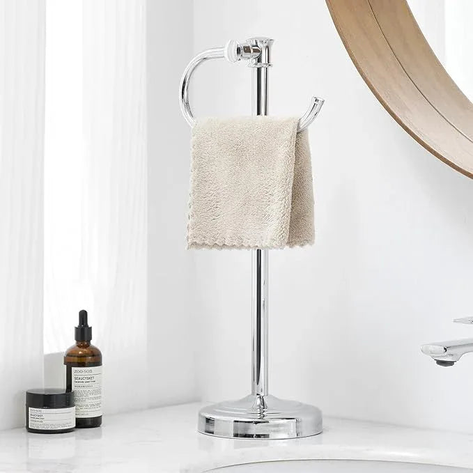 BESy 17 Inch Polished Chrome Stand Towel Bar Hanger Hand Towel Bar Bathroom Vanity Countertop Towel Holder Free Standing Stainless Steel Towel Ring Hardware Accessories Towel Rack - ModernBath