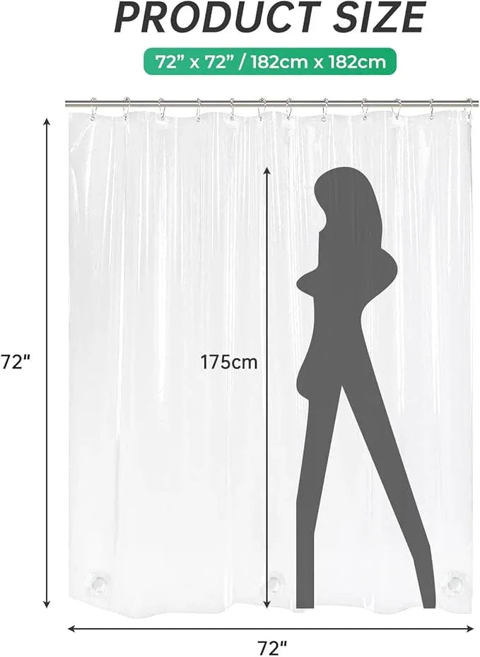 AmazerBath Plastic Shower Curtain, 70 x 72 Inches PEVA Heavy Duty Clear Shower Curtain, Waterproof Heavy Weight Thick Bathroom Curtain with 3 Big Clear Weighted Stones and 12 Rustproof Grommets - ModernBath