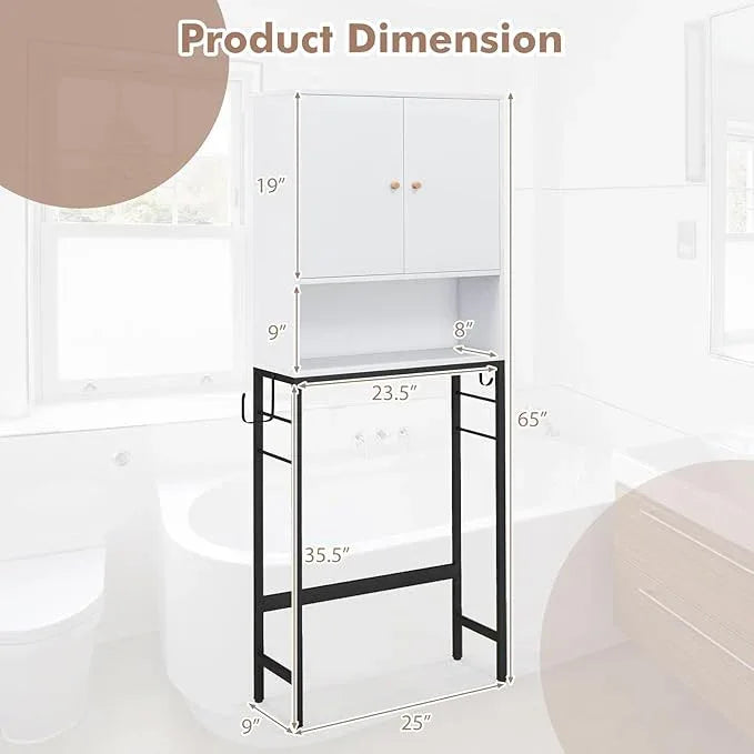 Over-The-Toilet Storage Cabinet, Freestanding Bathroom Organizer with Metal Frame, Adjustable Shelf & Open Compartment, Space Saver for Toilet & Laundry Room - ModernBath