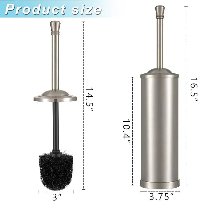 Brushed Nickel Toilet Brush and Holder Set,304 Stainless Steel Toilet Bowl Brush and Holder for Bathroom,Silver Heavy Duty Toilet Brush,Durable Scrubbing Bristles,Splash Resistant,Long Hanlde - ModernBath