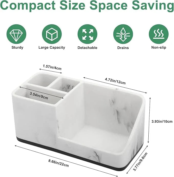 PARKMANI Marble Bathroom Counter Organizer, Kids Electric Toothbrush and Toothpaste Holders for Bathroom Organizers and Storage (Marble) - ModernBath