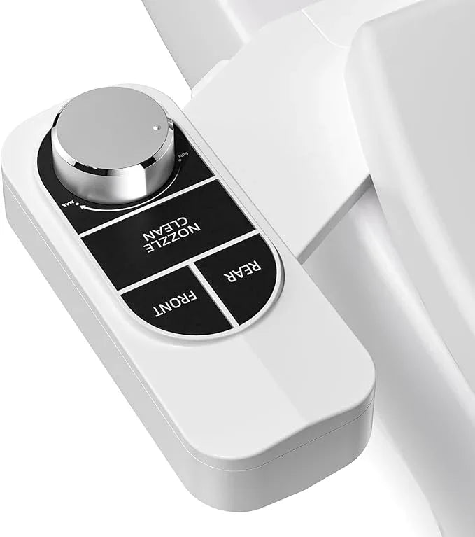 SAMODRA Non-Electric Bidet - Self Cleaning Dual Nozzle (Frontal and Rear Wash) Fresh Water Bidet Toilet Seat Attachment with Independent Adjustable Water Pressure (Classic Black/Silver) - ModernBath