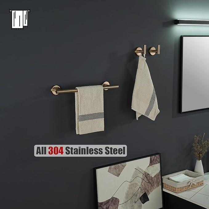 JQK Champagne Bronze Towel Bar, 15 Inch 304 Stainless Steel Thicken 0.8mm Towel Rack Bathroom, Towel Holder Wall Mount, Useable Length 12 Inch, TB110L12-CB - ModernBath