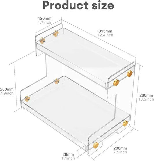 FFK 2 Tier Bathroom Countertop Organizer, SUS 304 Stainless Steel Storage Shelf for Cosmetic Organizer, Ideal for Cabinet, Countertop, Pantry, and Desktop, Office, White - ModernBath