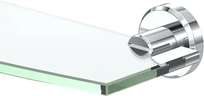 Gatco 5456 Locke Glass Shelf, 20”, Chrome/Wall Mounted 20.13" X 5.38" Tempered/Floating Rectangle Glass Shelf for Bathroom - ModernBath