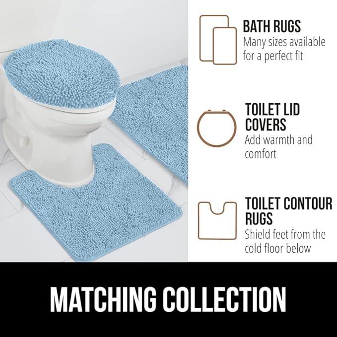 GORILLA GRIP Bathroom Rug Sets, Soft Chenille 2 Piece Area Rugs Set, Toilet Base Mat and 30x20 Carpet, Absorbent Microfiber Washable Mats Dry Quickly, Home Décor and Bath Room Accessories, Sky - ModernBath