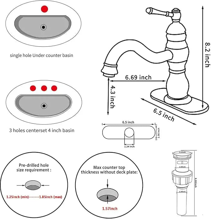 Chrome Bathroom Faucet GGStudy 360° Swivel Bathroom Vanity Faucet Single Handle One Hole Bathroom Sink Faucet Basin Matching Pop Up Drain with Overflow - ModernBath