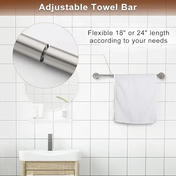 FILTA Brushed Nickel Bathroom Hardware Set - 4 Piece Towel Holder Set with 18 or 24 Inch Towel Bar - ModernBath