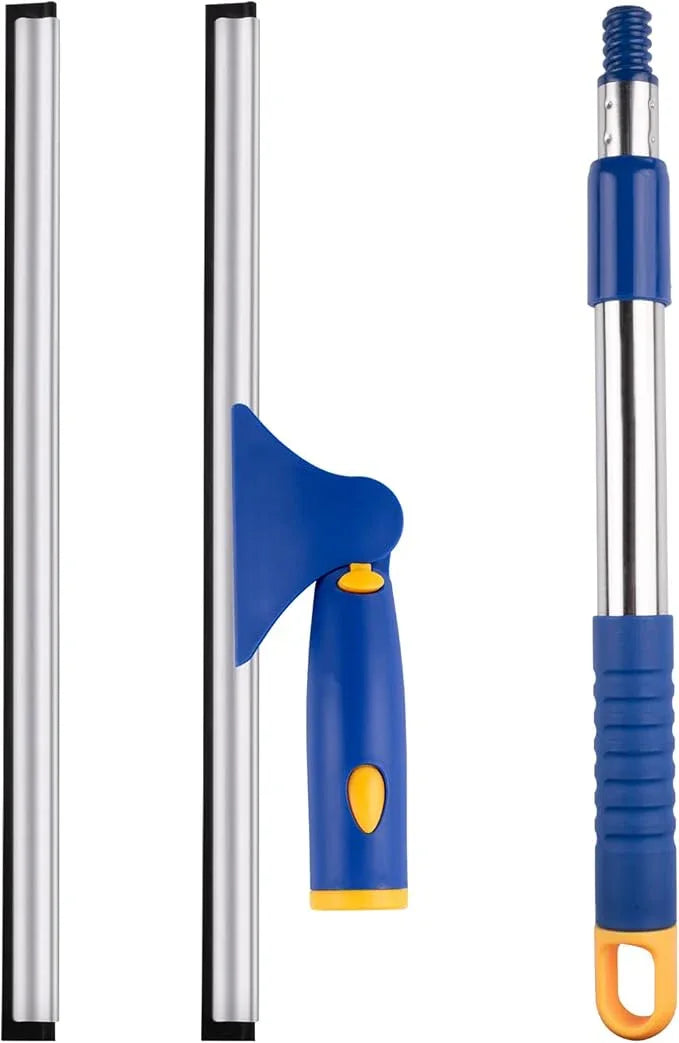 ITTAHO Shower Squeegee for Glass Doors, All-Purpose Extendable Window Squeegee with 2 Blades and Stainless Steel Pole, Window Cleaner Tool for Shower Doors, Windows, Bathroom and Car Windshields - ModernBath