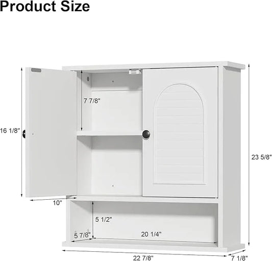 Medicine Cabinet for Bathroom,2 Doors White Bathroom Wall Cabinet with Arched,Over Toilet Storage Cabinet for Laundry Room/Kitchen/Living Room,Surface Mount Medicine Cabinets 23x24 - ModernBath