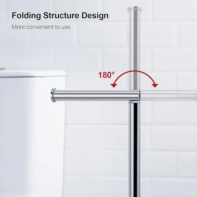 BAGNOLUX Bathroom Toilet Paper Holder Stand with Reserve, SUS304 Stainless Steel Rustproof Pedestal Tissue Roll Holder Heavy Duty, Polished Chrome - ModernBath