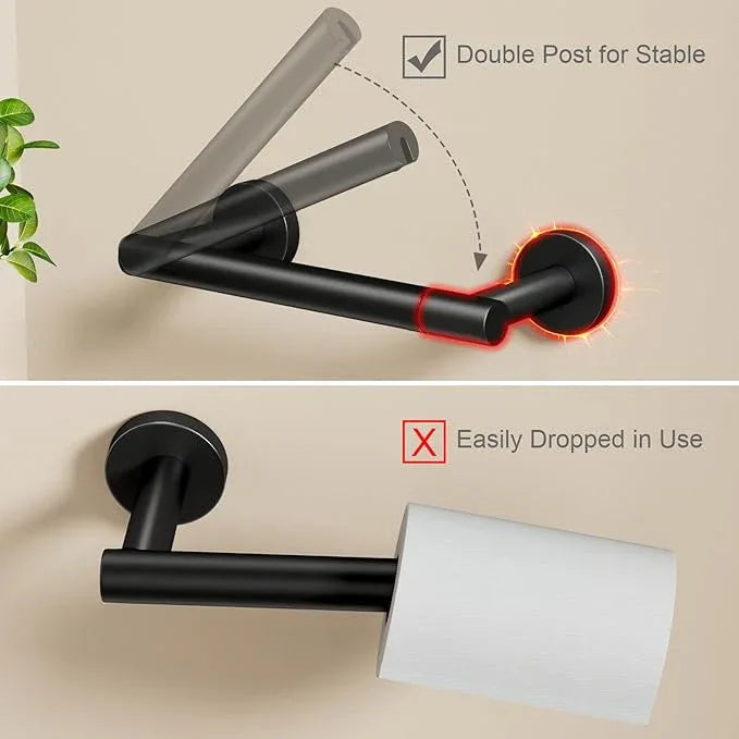 Matte Black Toilet Paper Holder, Stainless Steel Double Post Pivoting Toilet Paper Roll Holder for Bathroom Wall Mount, Commercial Toilet Tissue Dispensers, Fits for Mega Large Roll Paper - ModernBath