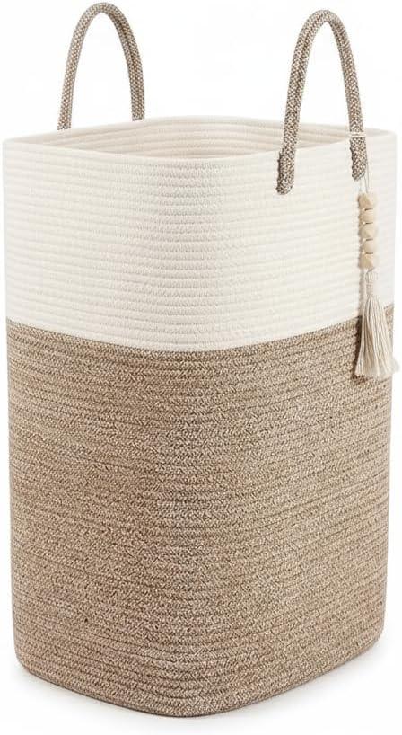 80L Tall Woven Laundry Hamper – Large Foldable Storage Basket with Handles for Clothes, Blankets, Toys, Bathroom, Living Room, Nursery Decor - ModernBath