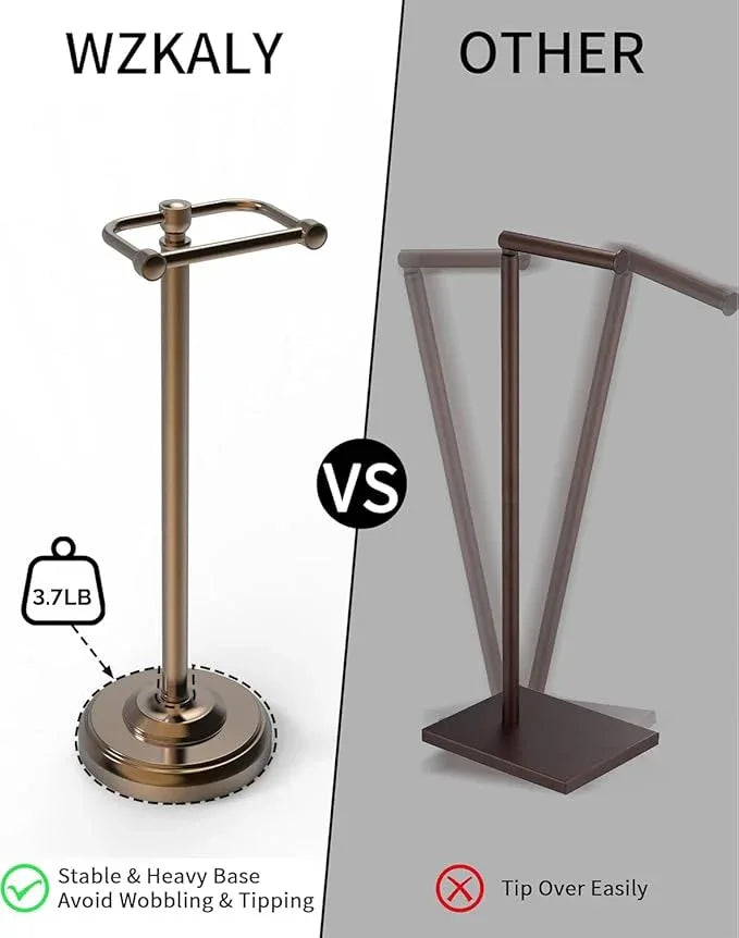 Toilet Paper Holder Stand, Bronze Toilet Paper Holder Free Standing, Post Pivoting Design & Stable Weighted Base SUS304 Stainless Steel for Bathroom (Mega Roll) - ModernBath