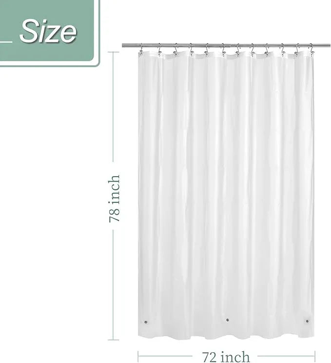 Mrs Awesome Long Shower Curtain Liner with 3 Magnets, 72x78 Frosted PEVA Shower Liner, 78 Length Plastic Shower Curtain for Bathroom, Waterproof, 72 x 78, Frost - ModernBath