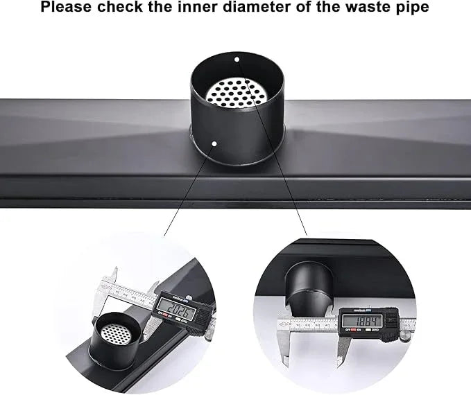 Linear Shower Floor Drain, Black 24 Inch 304 Stainless Steel Bathroom Drains Kit, Rectangular Shower Trench Drain with Reversable Tile-in Pattern Drain Cover & Hair Catcher - ModernBath