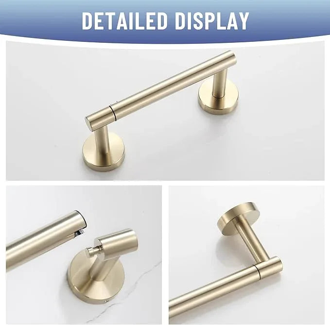 BVL Toilet Paper Holder Brushed Gold Wall Mount Stainless Steel 304 Large Mega Roll - ModernBath